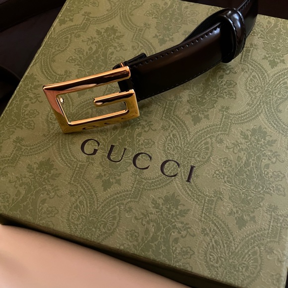 Gucci Unisex Leather Belt with G Buckle Black Leather - Picture 6 of 15
